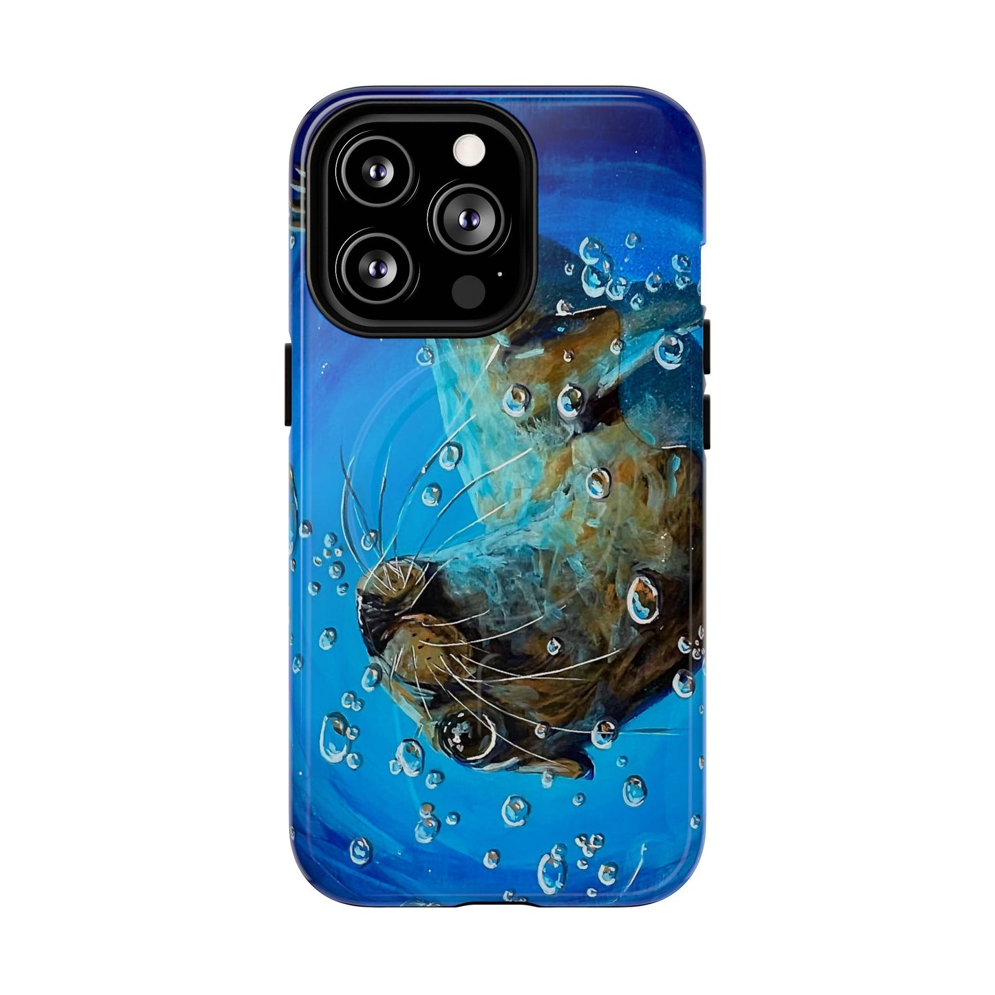 "Arthur" Sea Lion with Bubbles Tough Magnetic iPhone Case — Many sizes
