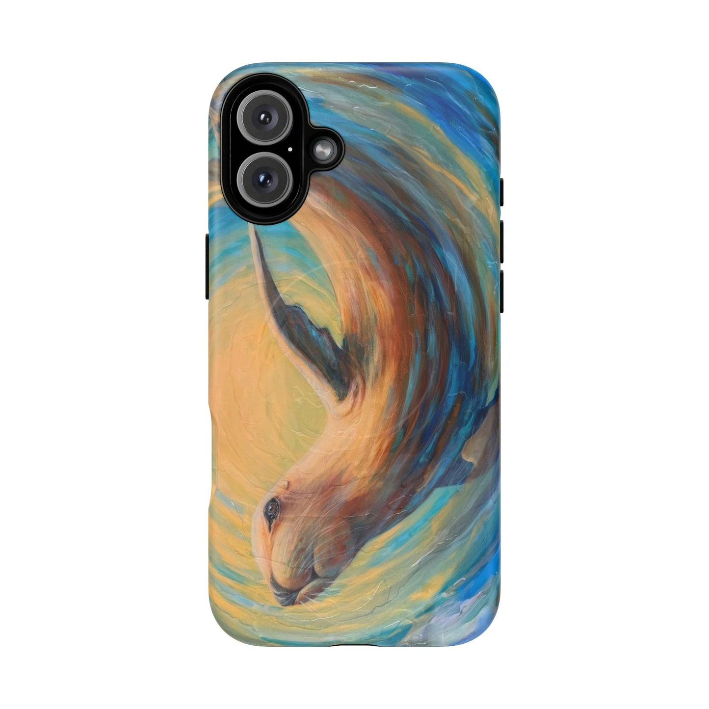 "Through Gilded Tides" Sea Lion in Wave iPhone Case Multiple Sizes| Tough Magnetic Case