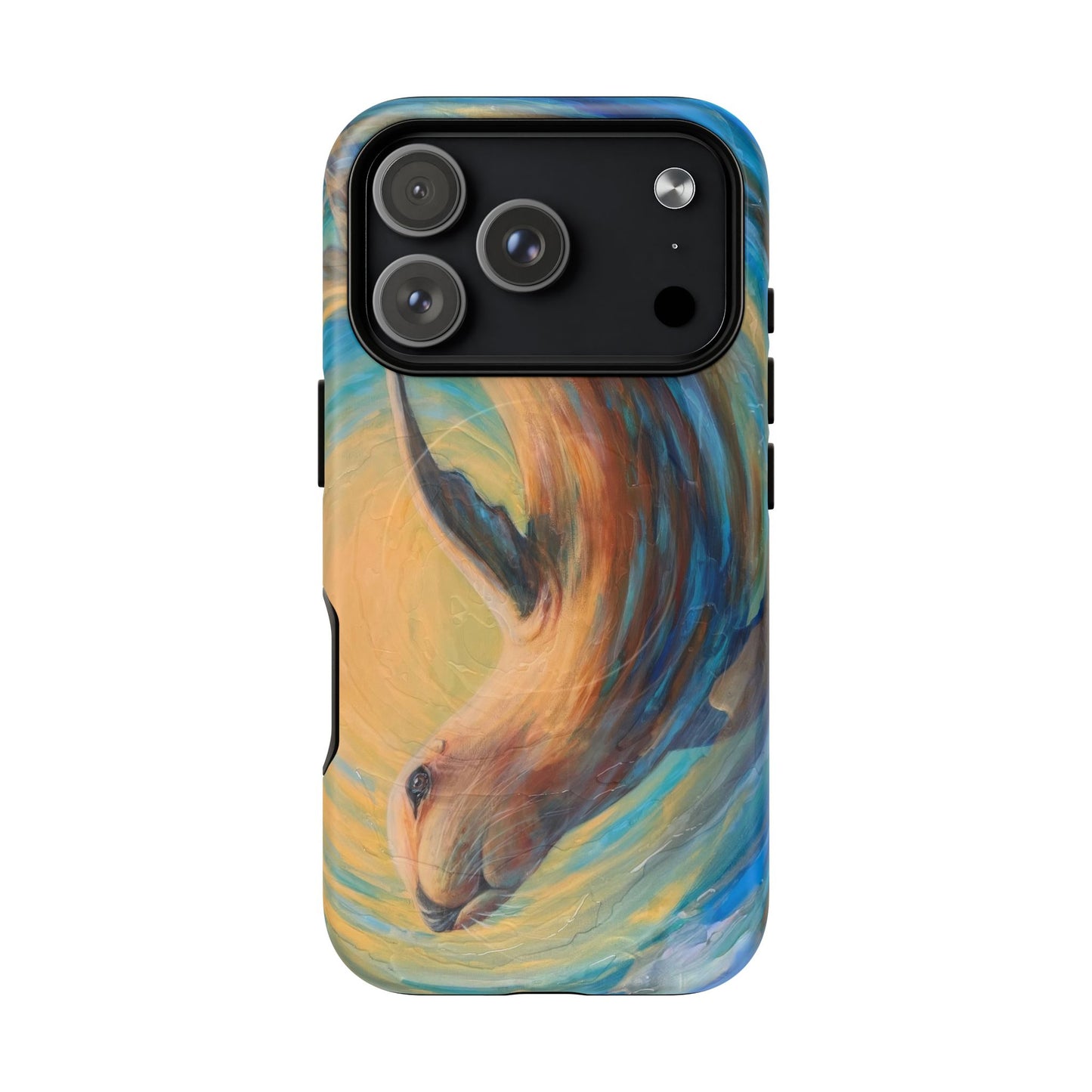 "Through Gilded Tides" Sea Lion in Wave iPhone Case Multiple Sizes| Tough Magnetic Case