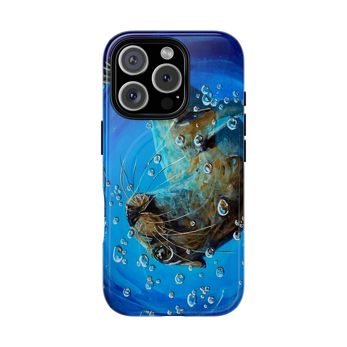 "Arthur" Sea Lion with Bubbles Tough Magnetic iPhone Case — Many sizes