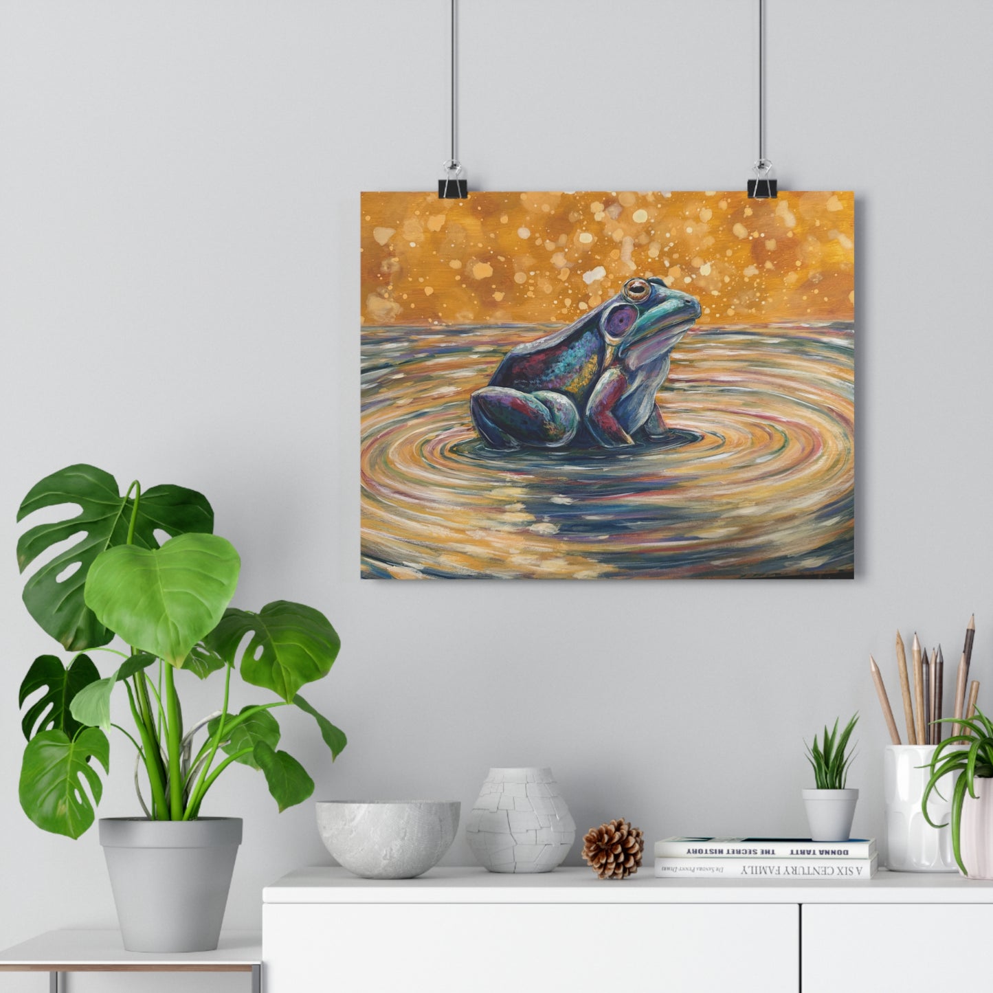 "Make a Ripple" Giclée Art Print — Colorful Pond Frog Illustration Wall Art