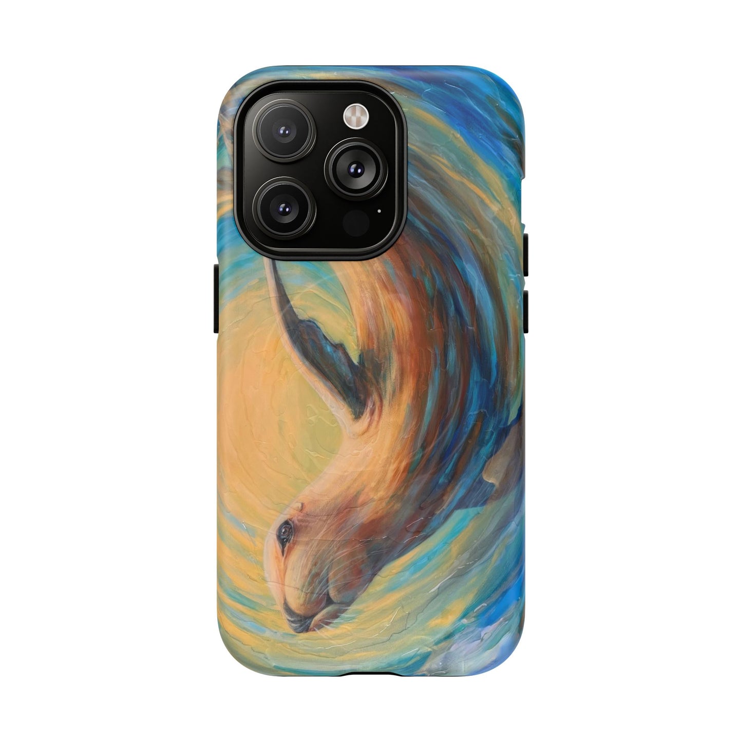 "Through Gilded Tides" Sea Lion in Wave iPhone Case Multiple Sizes| Tough Magnetic Case