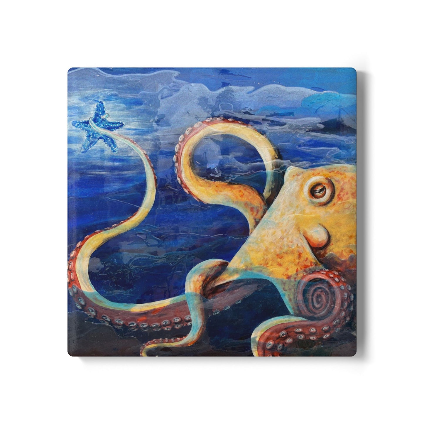 "Starcatcher" Octopus Ceramic Coaster – Nautical Sea Life Drink Coaster