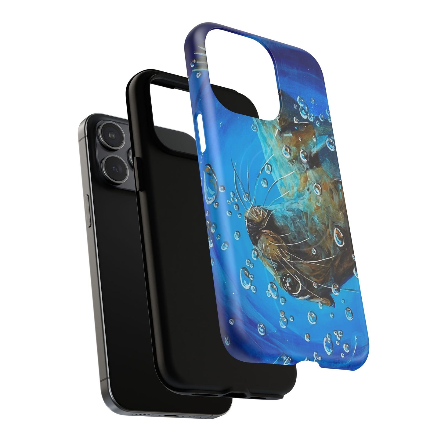 "Arthur" Sea Lion with Bubbles Tough Magnetic iPhone Case — Many sizes
