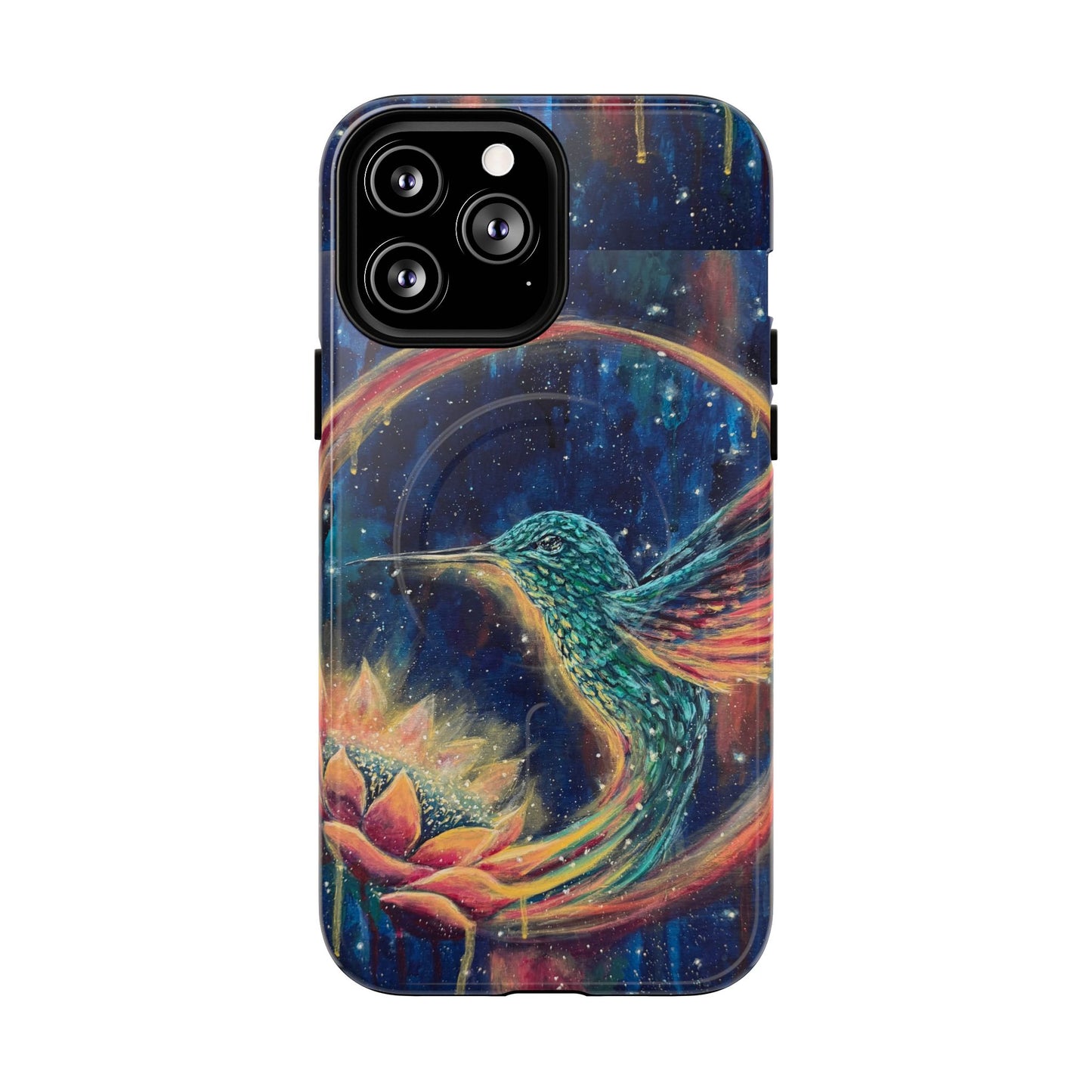 "Continuum" Hummingbird Tough Magnetic iPhone Case Multiple Sizes — Protective MagSafe Compatible Art Case
