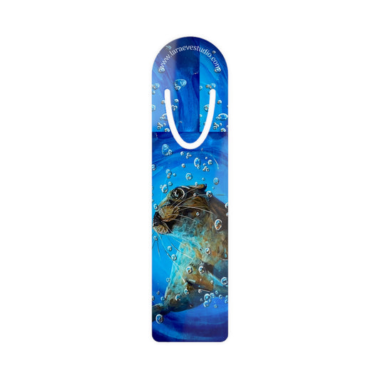 Sea lion Splash Bookmark — Metal Magnetic Bookmark with Underwater Sea Lion Design