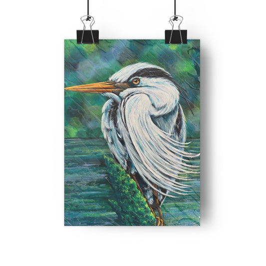 "Hunkered Down Heron" Giclée Art Print