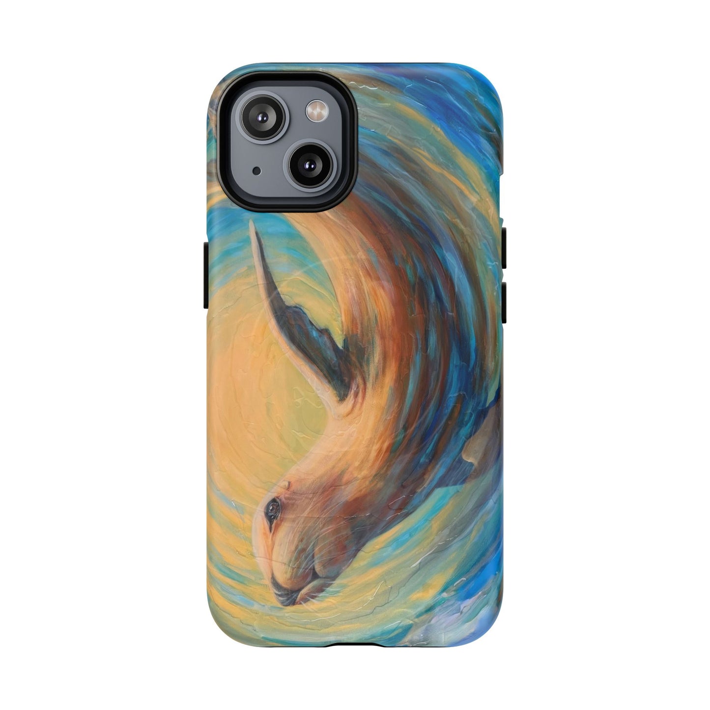 "Through Gilded Tides" Sea Lion in Wave iPhone Case Multiple Sizes| Tough Magnetic Case