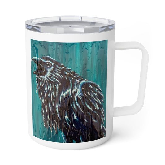 "Ravin' in the Rain" Gimme Coffee Raven Insulated Coffee Mug, 10oz