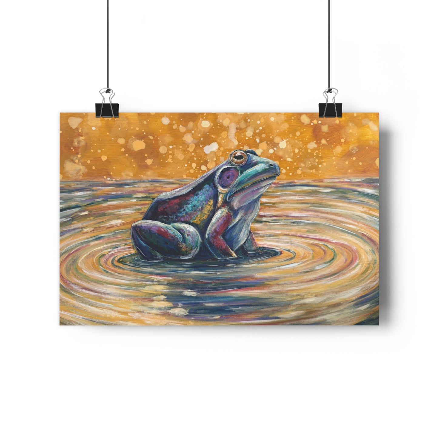 "Make a Ripple" Giclée Art Print — Colorful Pond Frog Illustration Wall Art