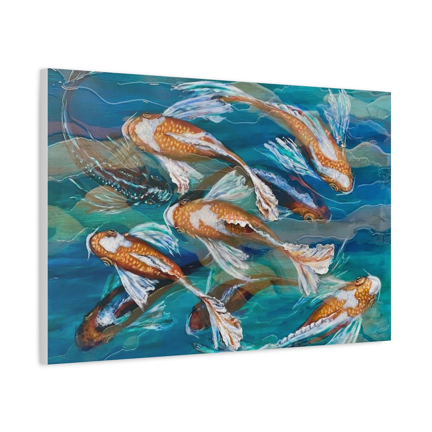 "School of Luck" Koi Fish Matte Canvas