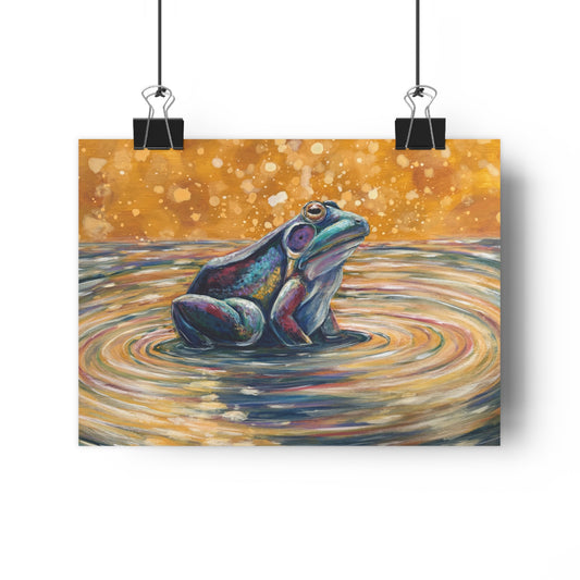 "Make a Ripple" Giclée Art Print — Colorful Pond Frog Illustration Wall Art