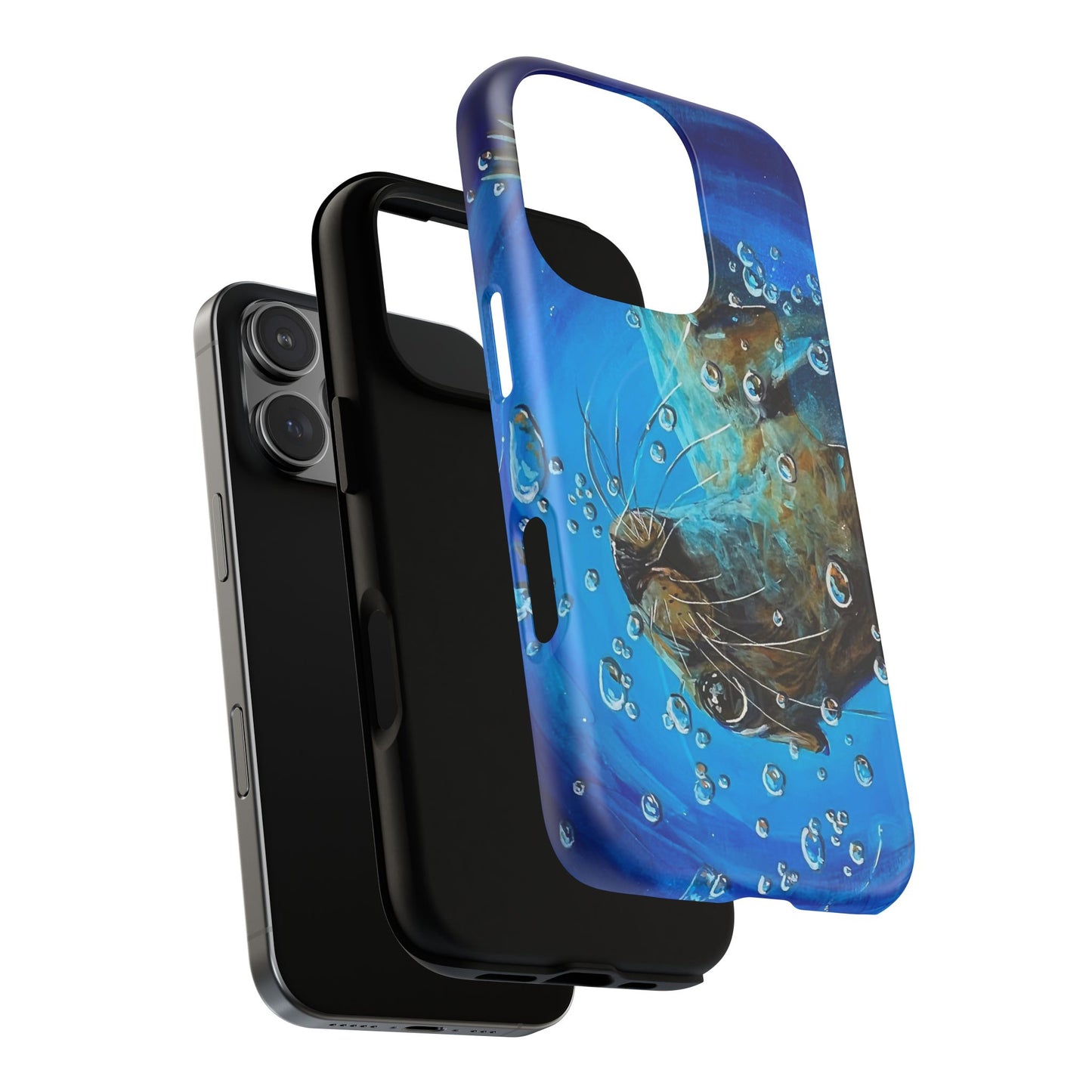 "Arthur" Sea Lion with Bubbles Tough Magnetic iPhone Case — Many sizes