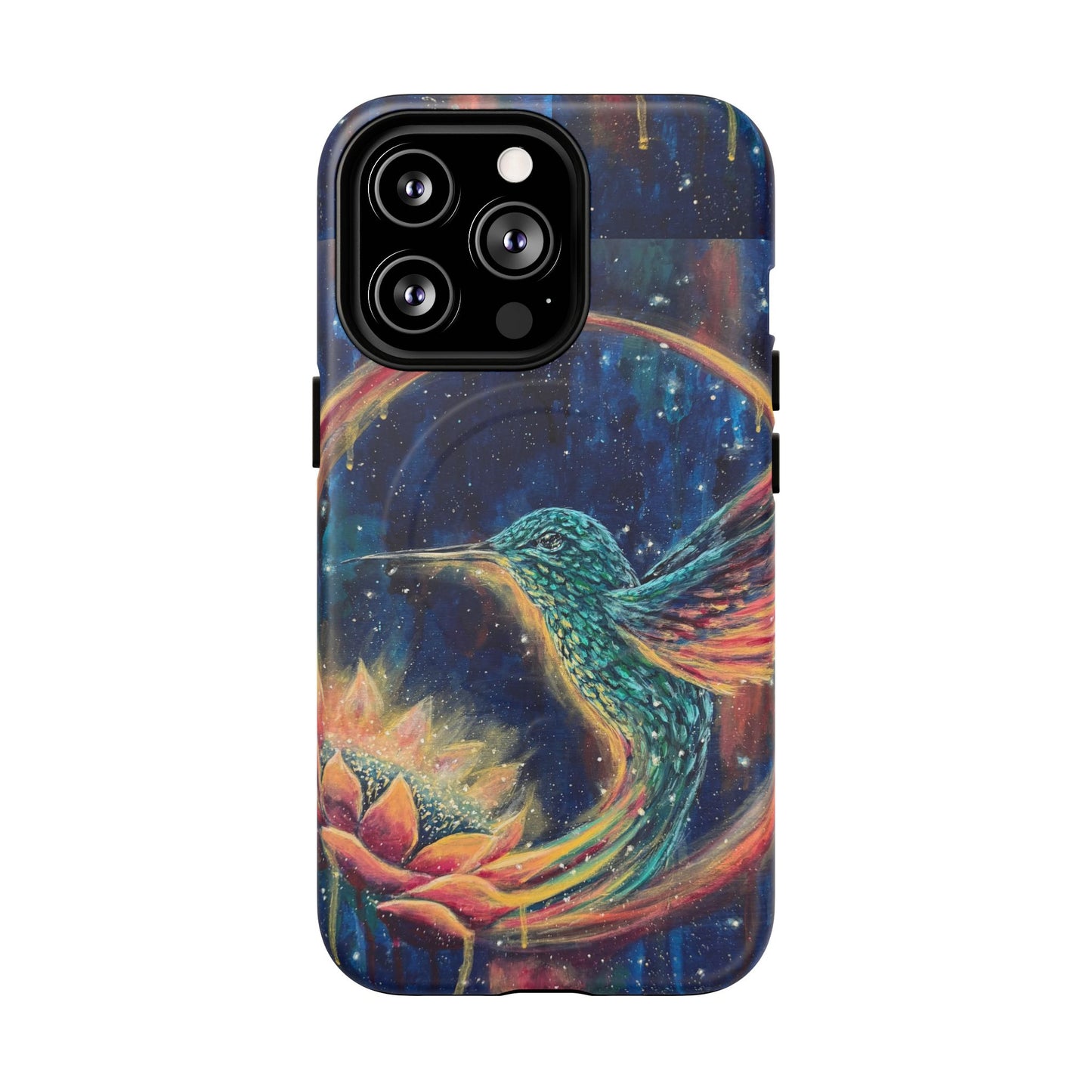 "Continuum" Hummingbird Tough Magnetic iPhone Case Multiple Sizes — Protective MagSafe Compatible Art Case