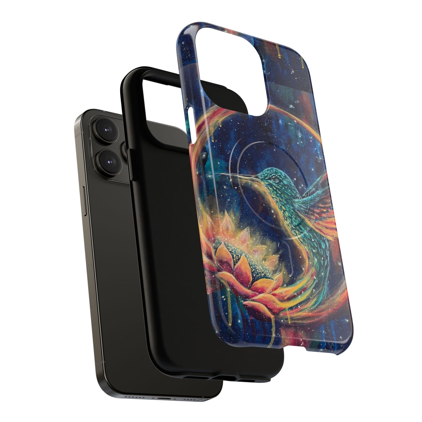 "Continuum" Hummingbird Tough Magnetic iPhone Case Multiple Sizes — Protective MagSafe Compatible Art Case