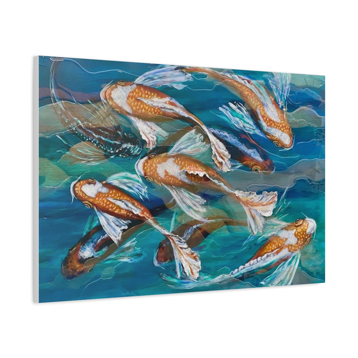 "School of Luck" Koi Fish Matte Canvas