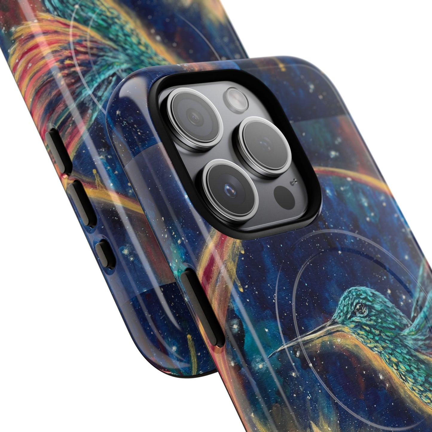 "Continuum" Hummingbird Tough Magnetic iPhone Case Multiple Sizes — Protective MagSafe Compatible Art Case