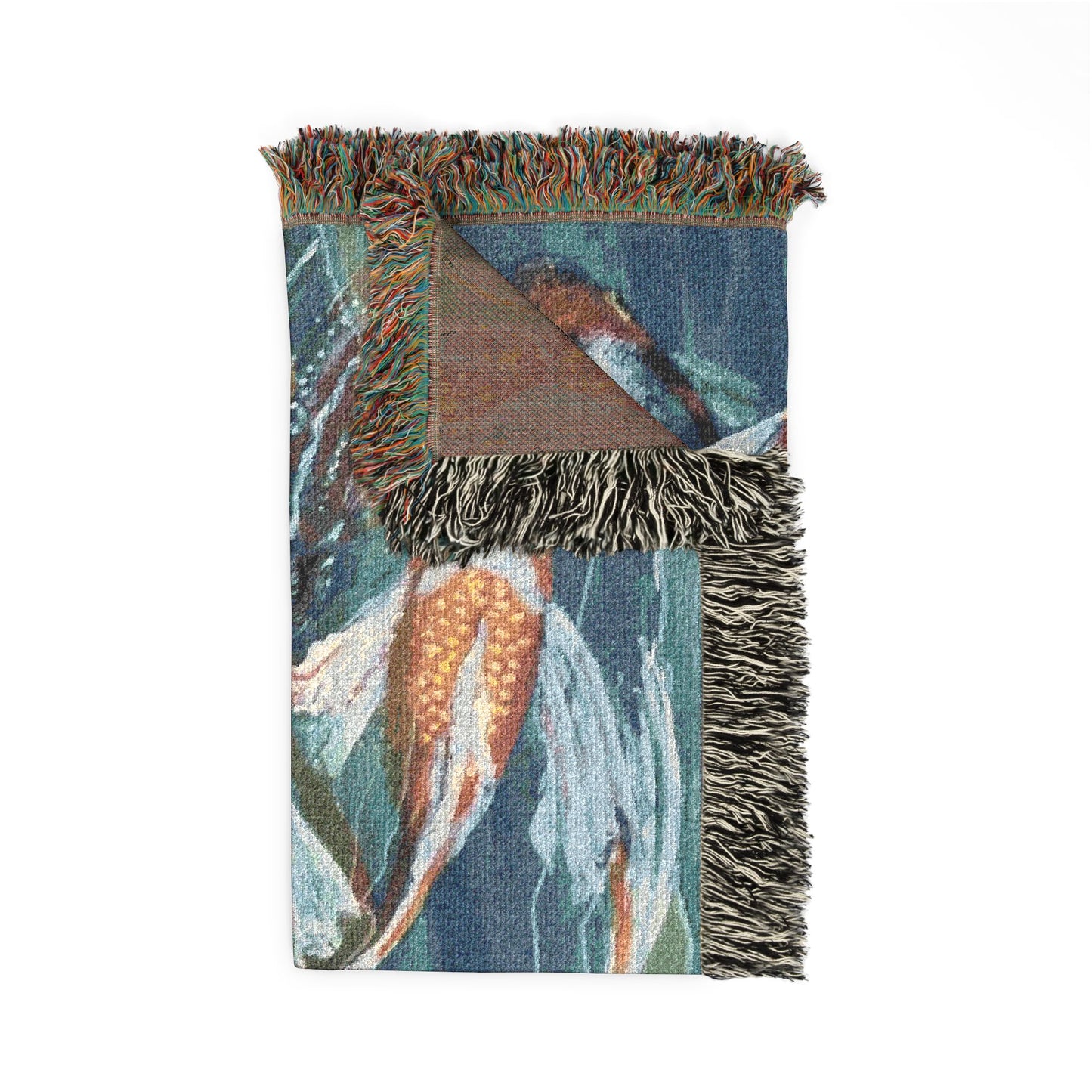 "School of Luck" Koi Fish Woven Blanket — Japanese Koi Pond Throw