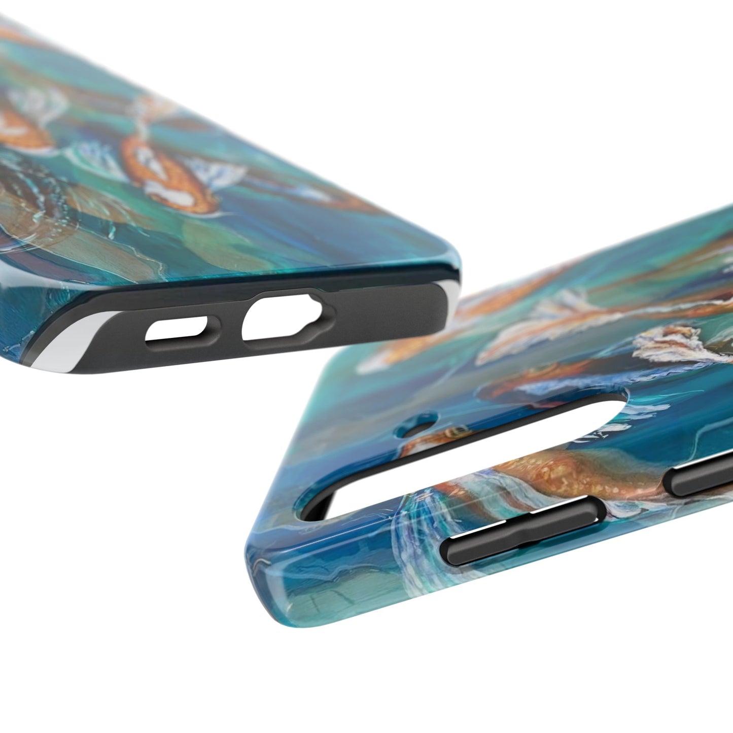 "School of Luck" Koi Pond Tough Samsung Galaxy Phone Case Multiple Sizes — Blue Teal Watercolor Fish Protective Cover