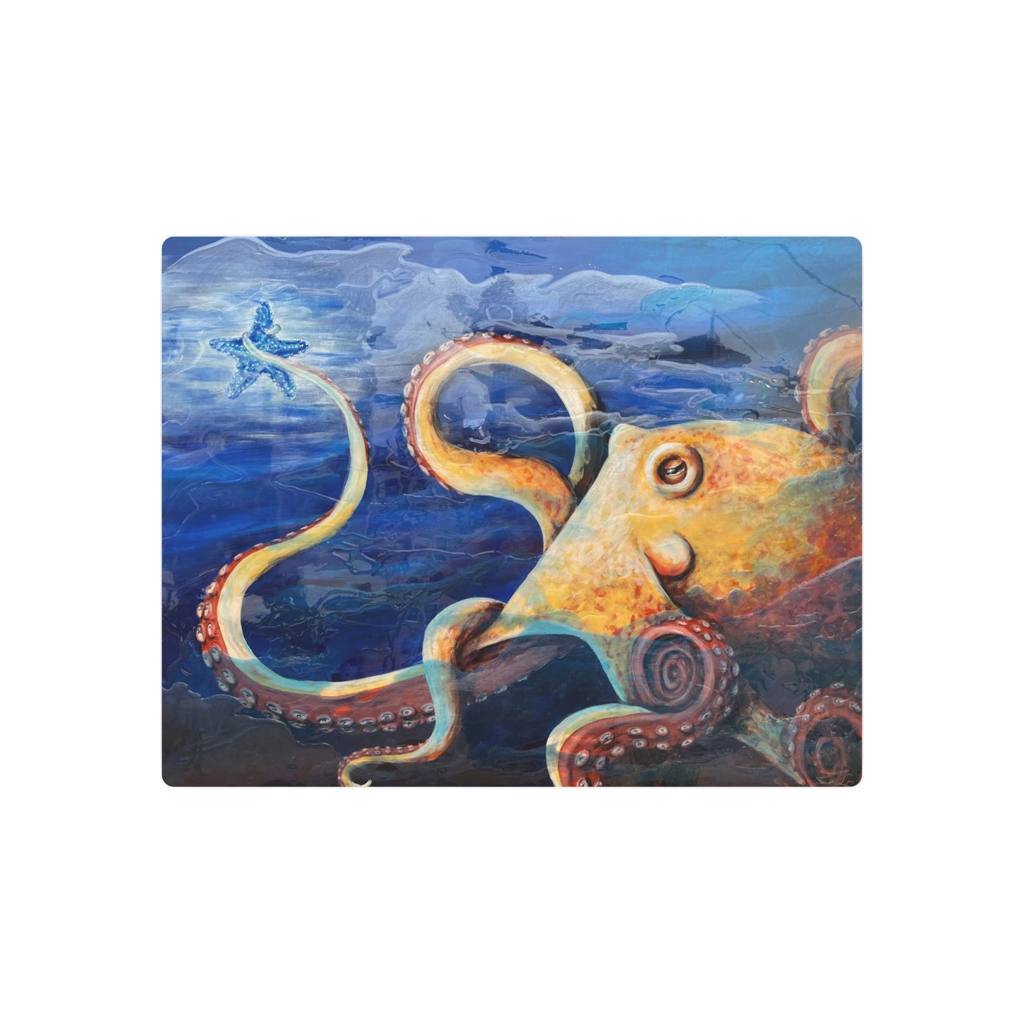 "Starcatcher" Octopus Illustration Metal Art | Ocean Creature Wall Sign, Nautical Decor