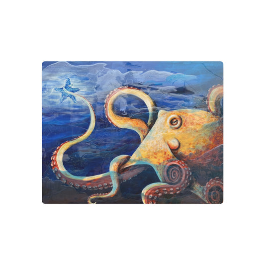 "Starcatcher" Octopus Illustration Metal Art | Ocean Creature Wall Sign, Nautical Decor
