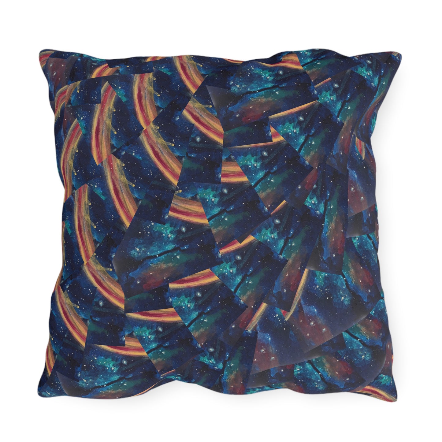 "Continuum" Hummingbird & Lotus Outdoor Pillow — Colorful Garden Accent Cushion for Patio, Porch & Sunroom
