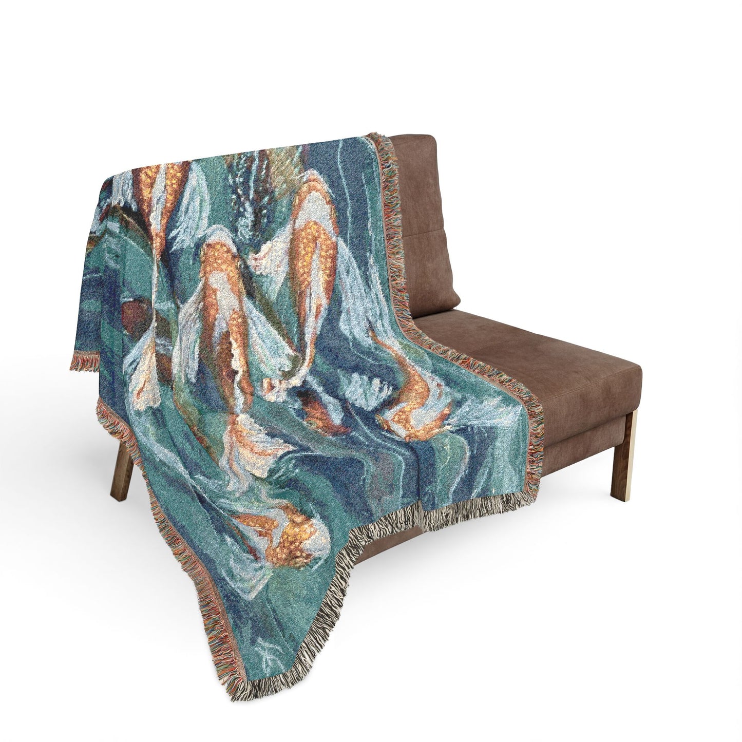 "School of Luck" Koi Fish Woven Blanket — Japanese Koi Pond Throw