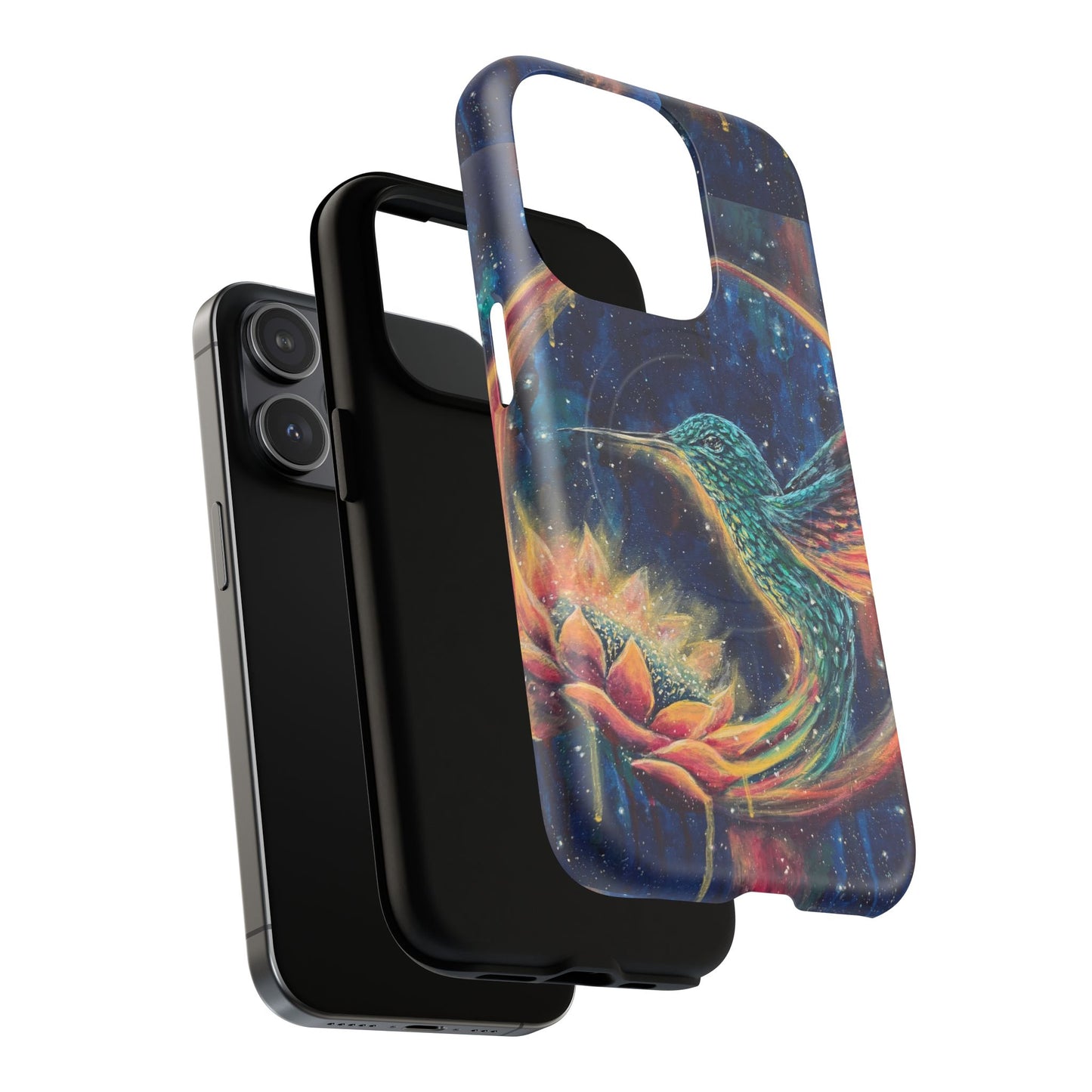 "Continuum" Hummingbird Tough Magnetic iPhone Case Multiple Sizes — Protective MagSafe Compatible Art Case