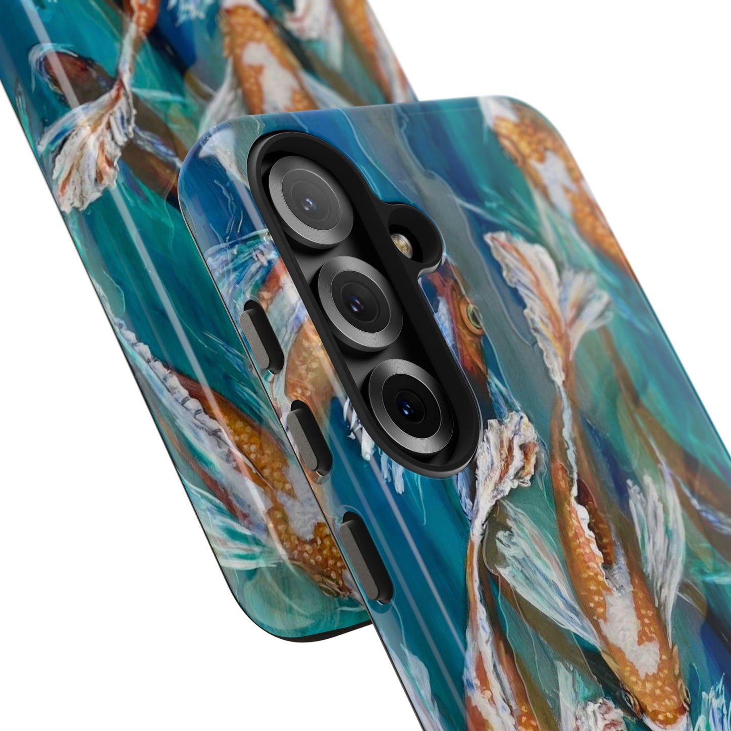 "School of Luck" Koi Pond Tough Samsung Galaxy Phone Case Multiple Sizes — Blue Teal Watercolor Fish Protective Cover