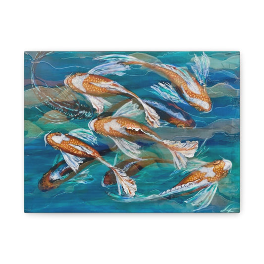 "School of Luck" Koi Fish Matte Canvas