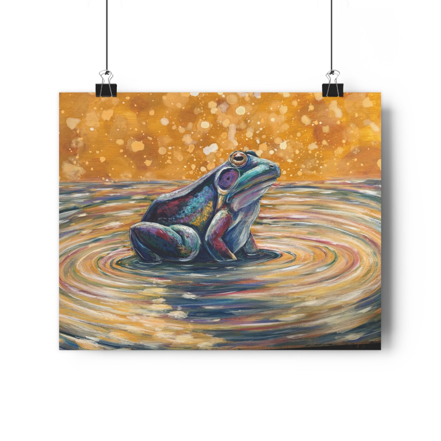 "Make a Ripple" Giclée Art Print — Colorful Pond Frog Illustration Wall Art