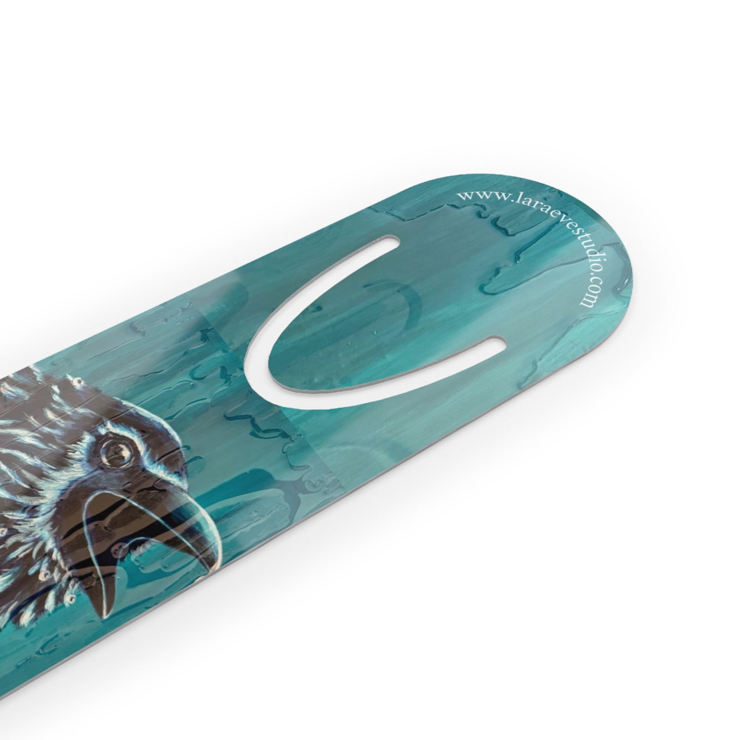 Raven Teal Art Bookmark — Metal Book Marker with Raven Illustration