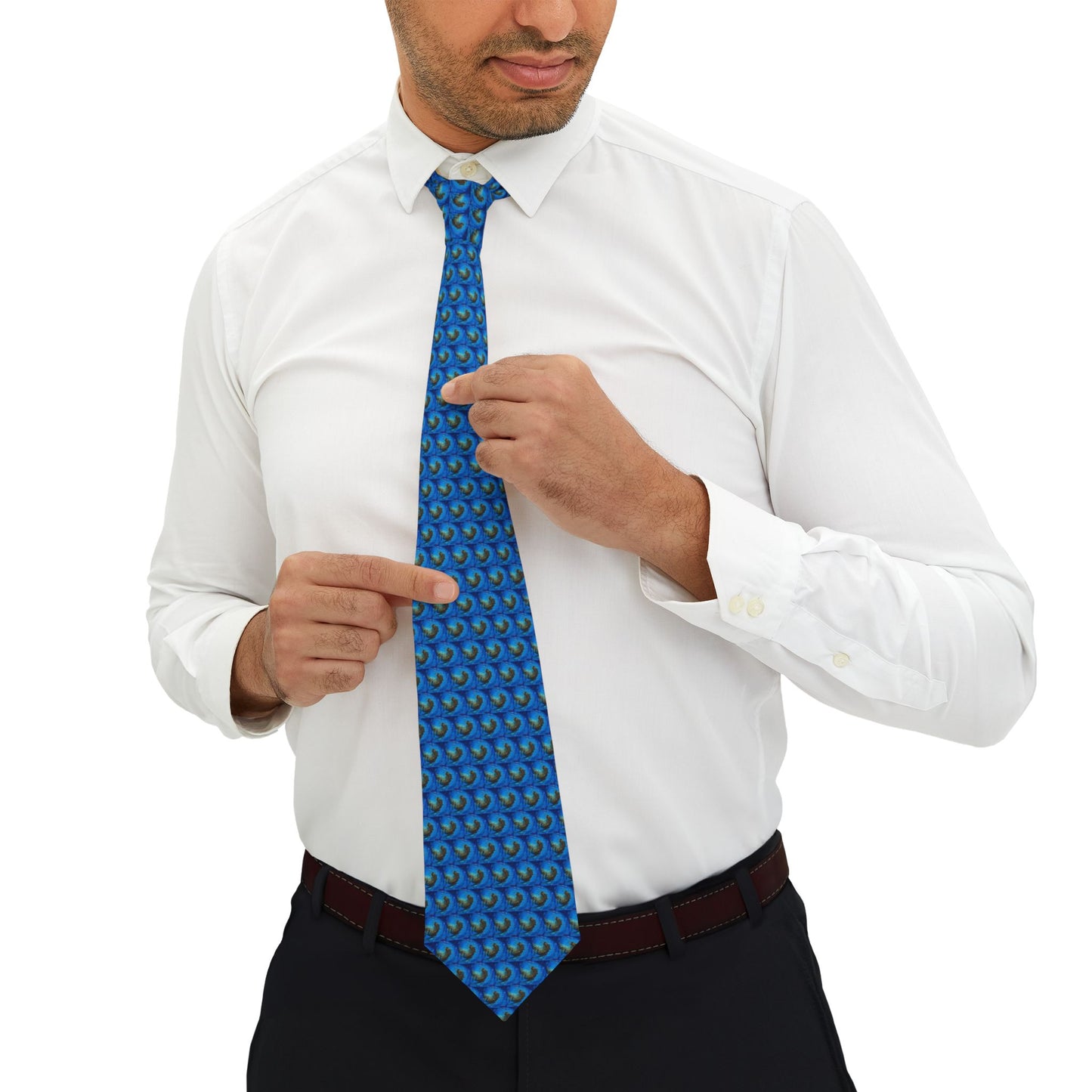 "Arthur" Sea Lion Pattern Necktie — Blue Elegant Paisley-Inspired Formal Tie