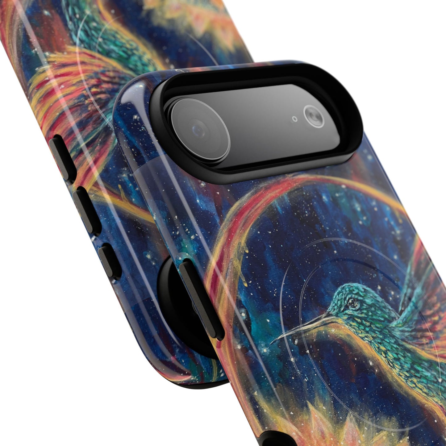 "Continuum" Hummingbird Tough Magnetic iPhone Case Multiple Sizes — Protective MagSafe Compatible Art Case