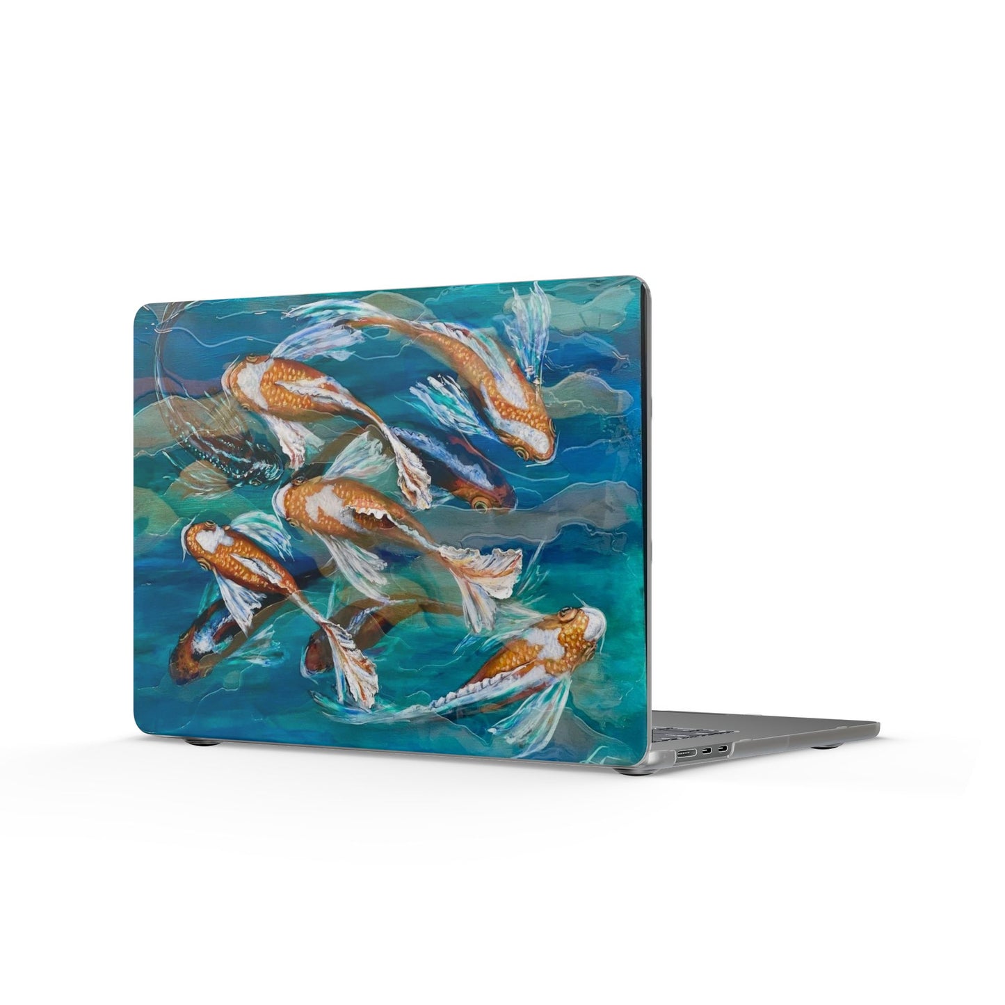 "School of Luck" Koi Fish Matte MacBook Case — Serene Blue Pond Laptop Cover
