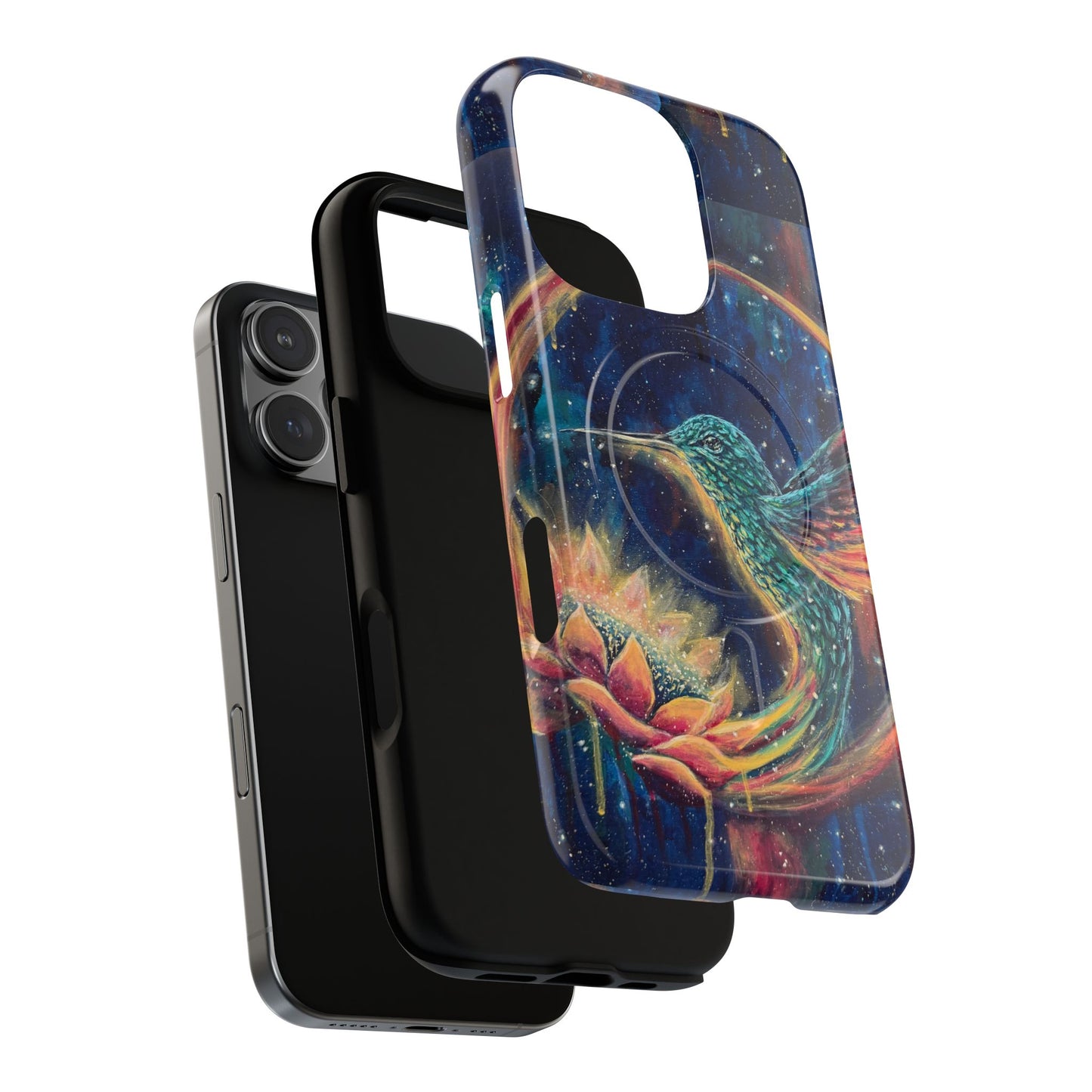 "Continuum" Hummingbird Tough Magnetic iPhone Case Multiple Sizes — Protective MagSafe Compatible Art Case