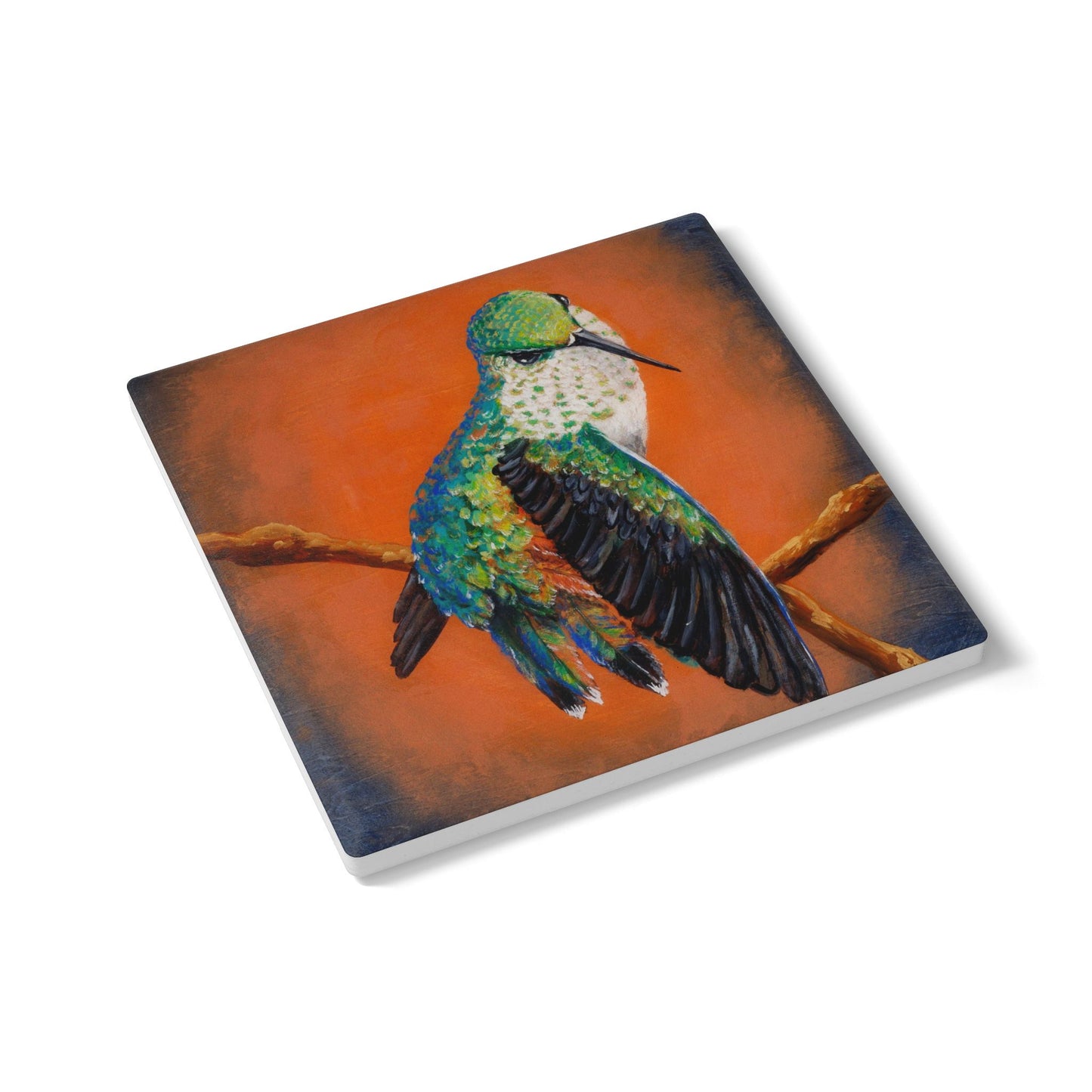 "Hummingbird Ballet" Ceramic Coaster – Colorful Bird Drink Coaster