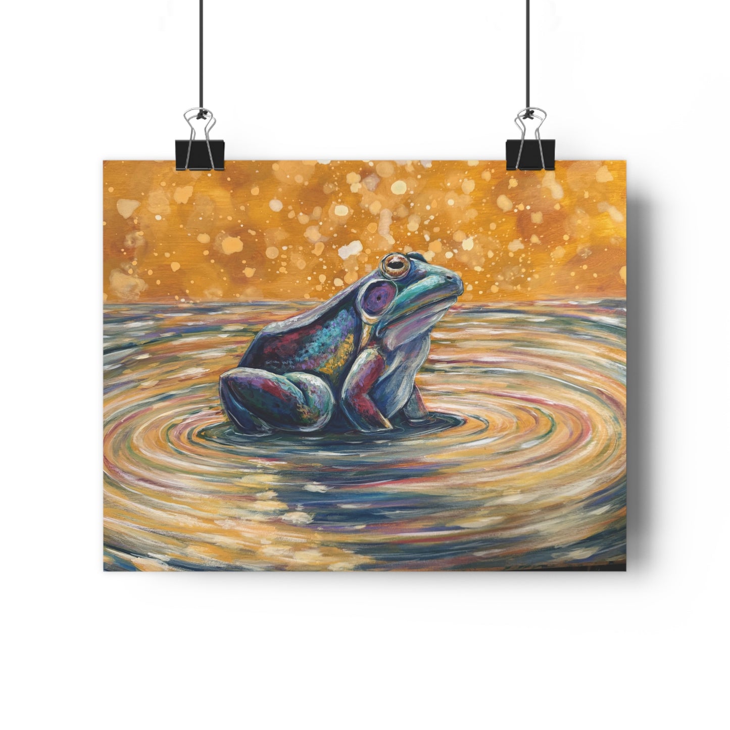 "Make a Ripple" Giclée Art Print — Colorful Pond Frog Illustration Wall Art