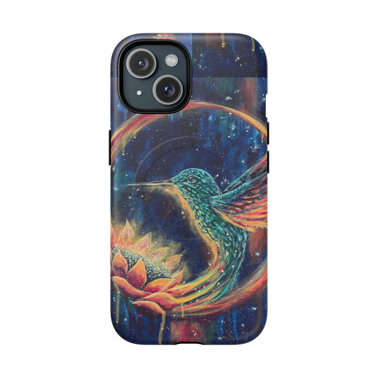 "Continuum" Hummingbird Tough Magnetic iPhone Case Multiple Sizes — Protective MagSafe Compatible Art Case