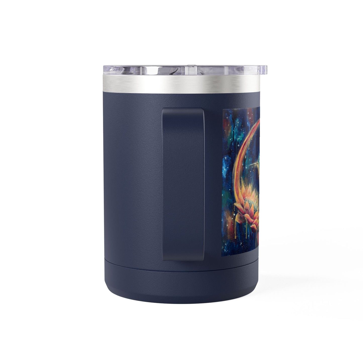 "Continuum" Hummingbird & Night Sky 15oz Travel Mug — Colorful Celestial Bird Tumbler