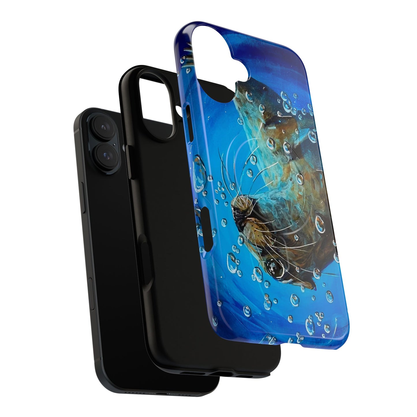 "Arthur" Sea Lion with Bubbles Tough Magnetic iPhone Case — Many sizes