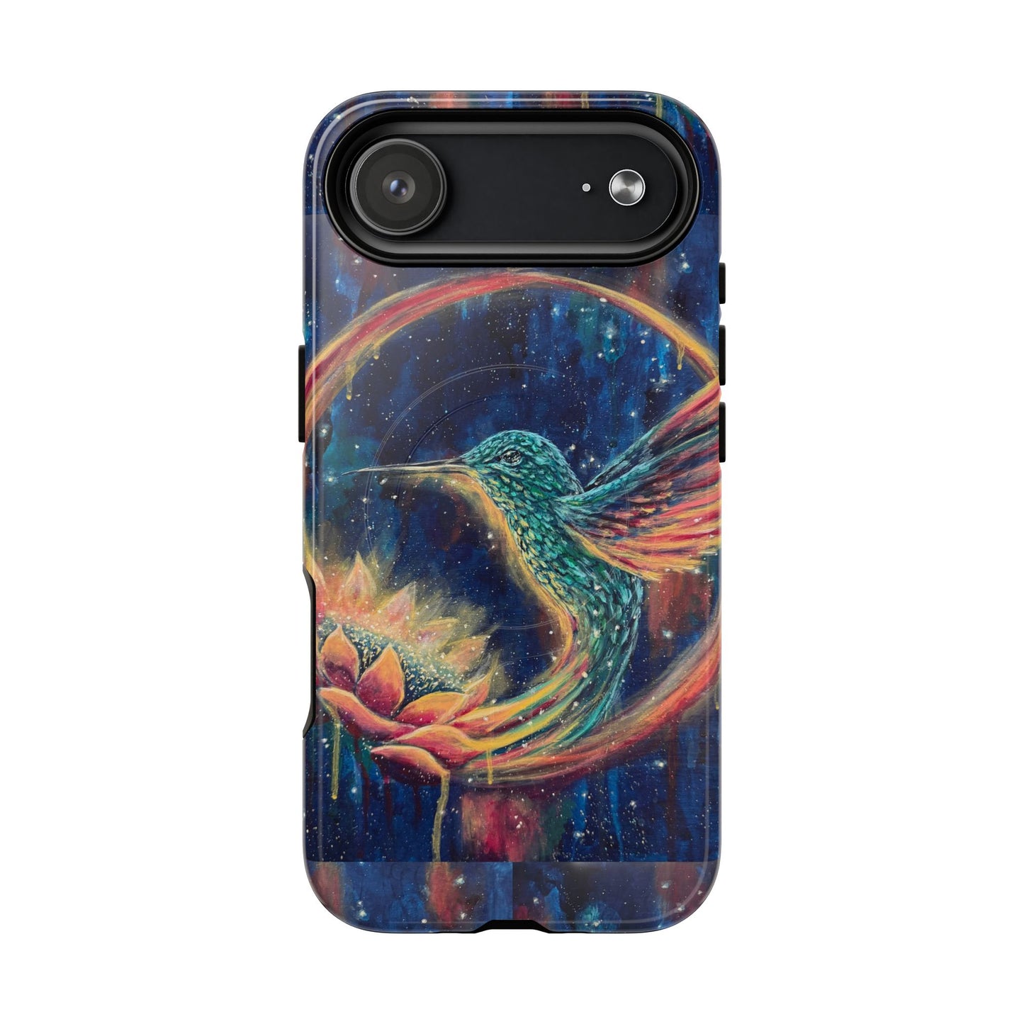 "Continuum" Hummingbird Tough Magnetic iPhone Case Multiple Sizes — Protective MagSafe Compatible Art Case