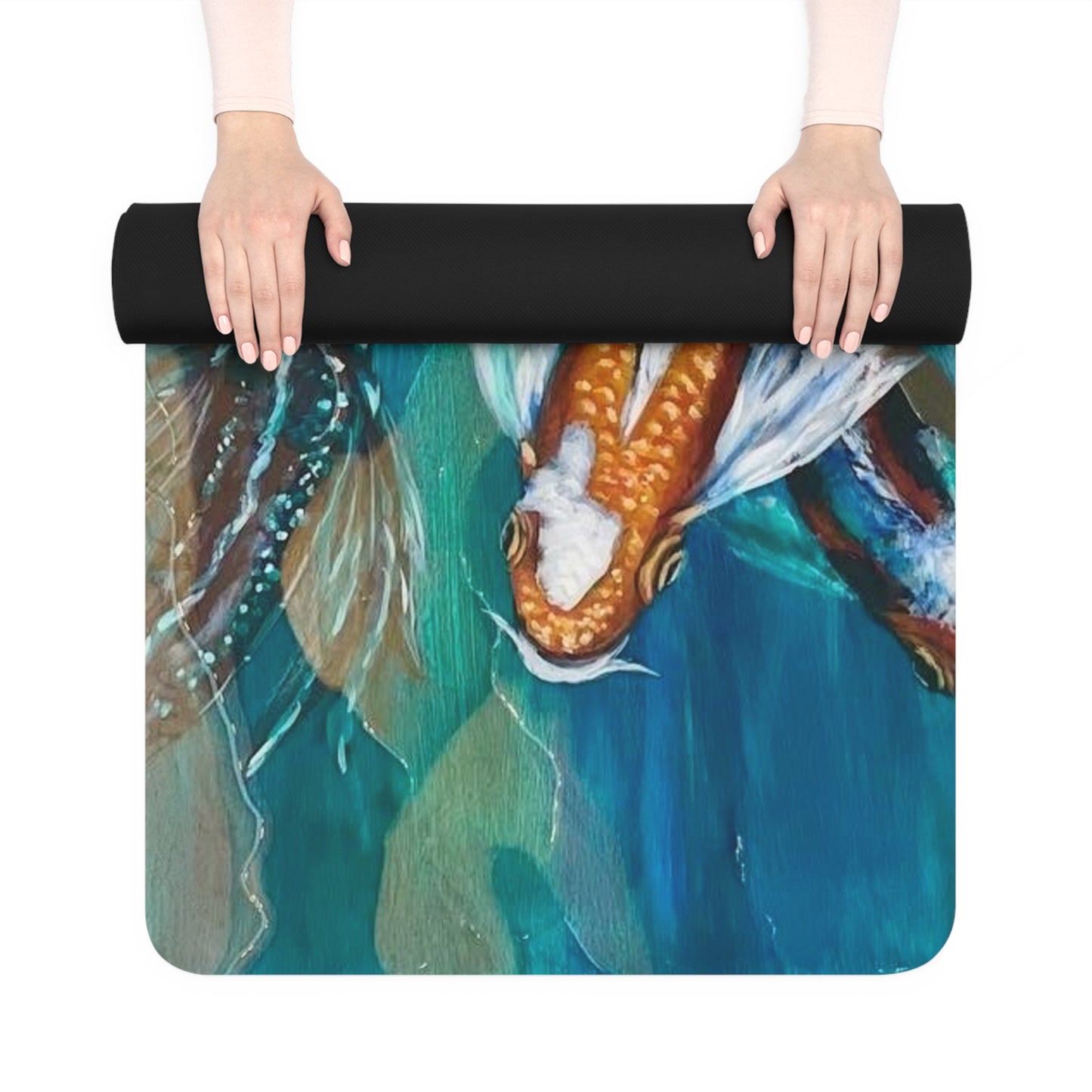 "School of Luck" Koi Pond Rubber Yoga Mat