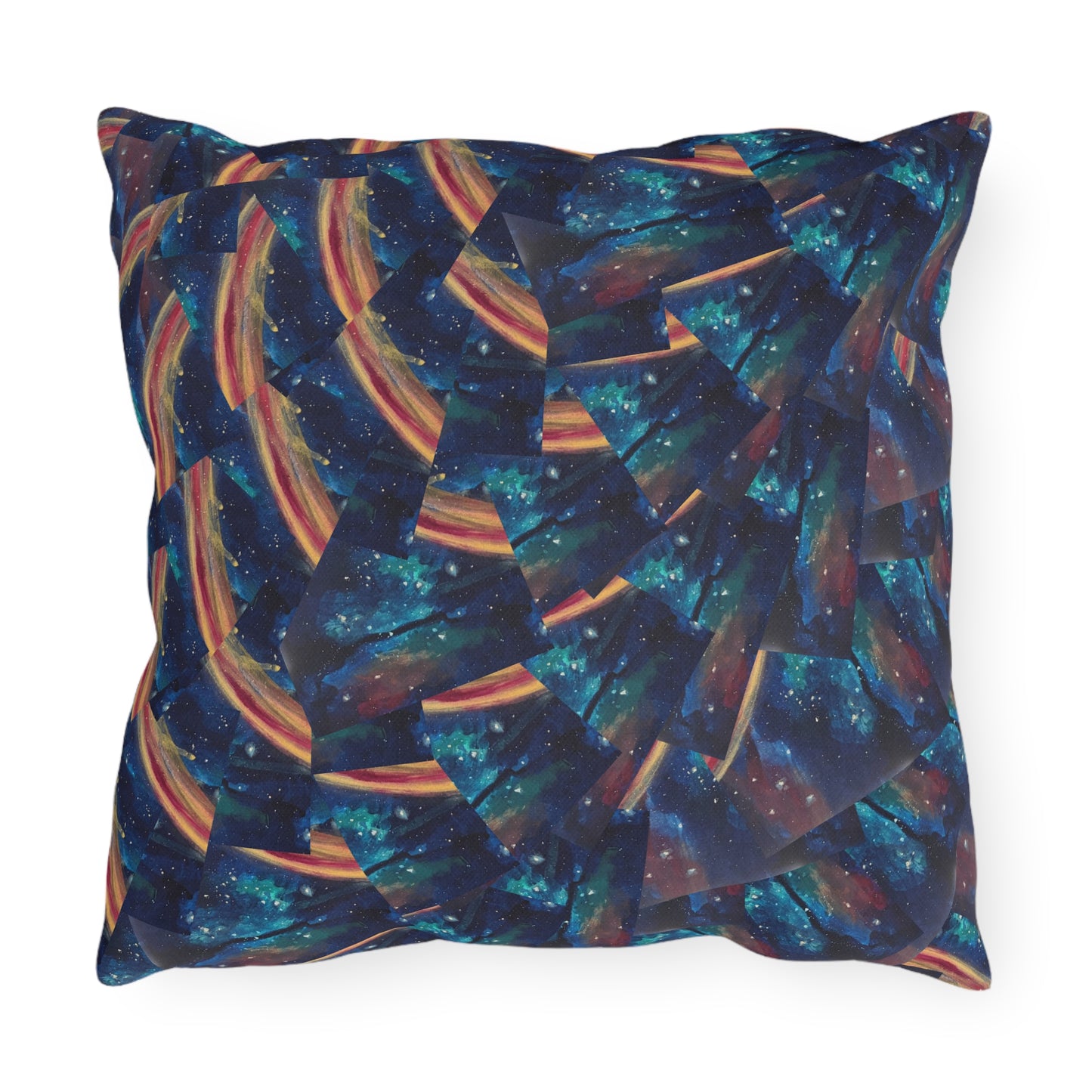 "Continuum" Hummingbird & Lotus Outdoor Pillow — Colorful Garden Accent Cushion for Patio, Porch & Sunroom