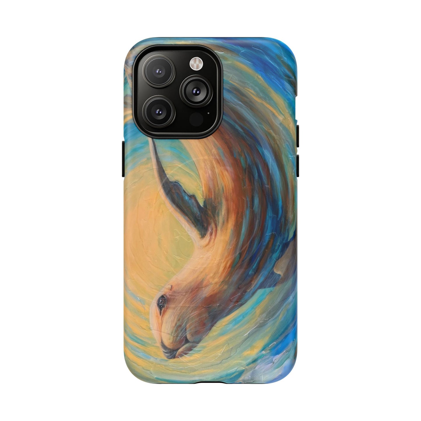 "Through Gilded Tides" Sea Lion in Wave iPhone Case Multiple Sizes| Tough Magnetic Case