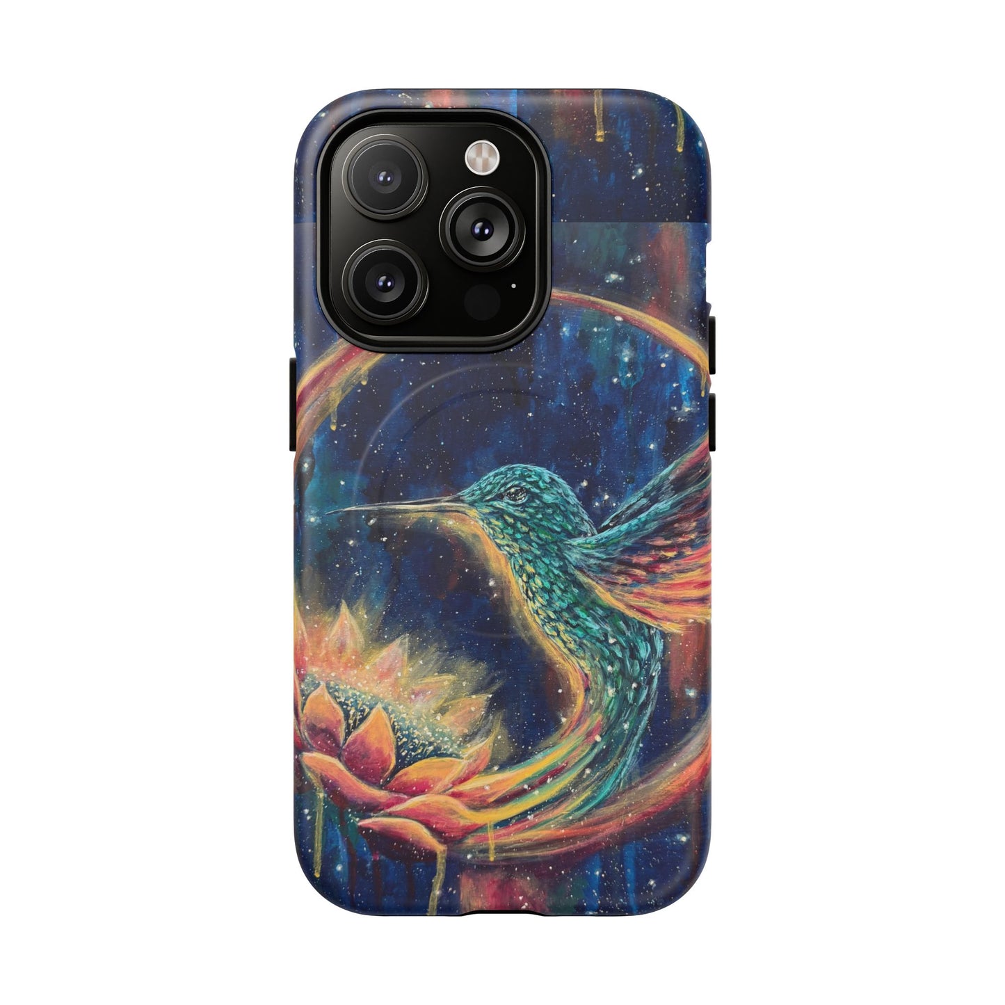 "Continuum" Hummingbird Tough Magnetic iPhone Case Multiple Sizes — Protective MagSafe Compatible Art Case