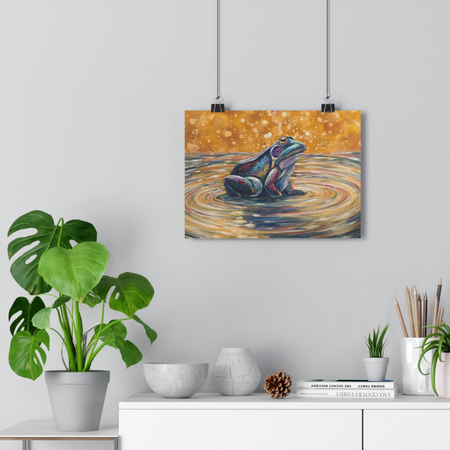 "Make a Ripple" Giclée Art Print — Colorful Pond Frog Illustration Wall Art
