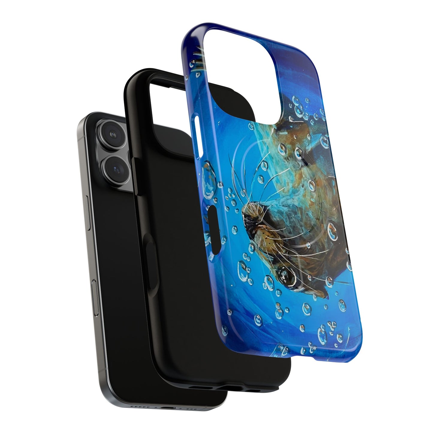"Arthur" Sea Lion with Bubbles Tough Magnetic iPhone Case — Many sizes