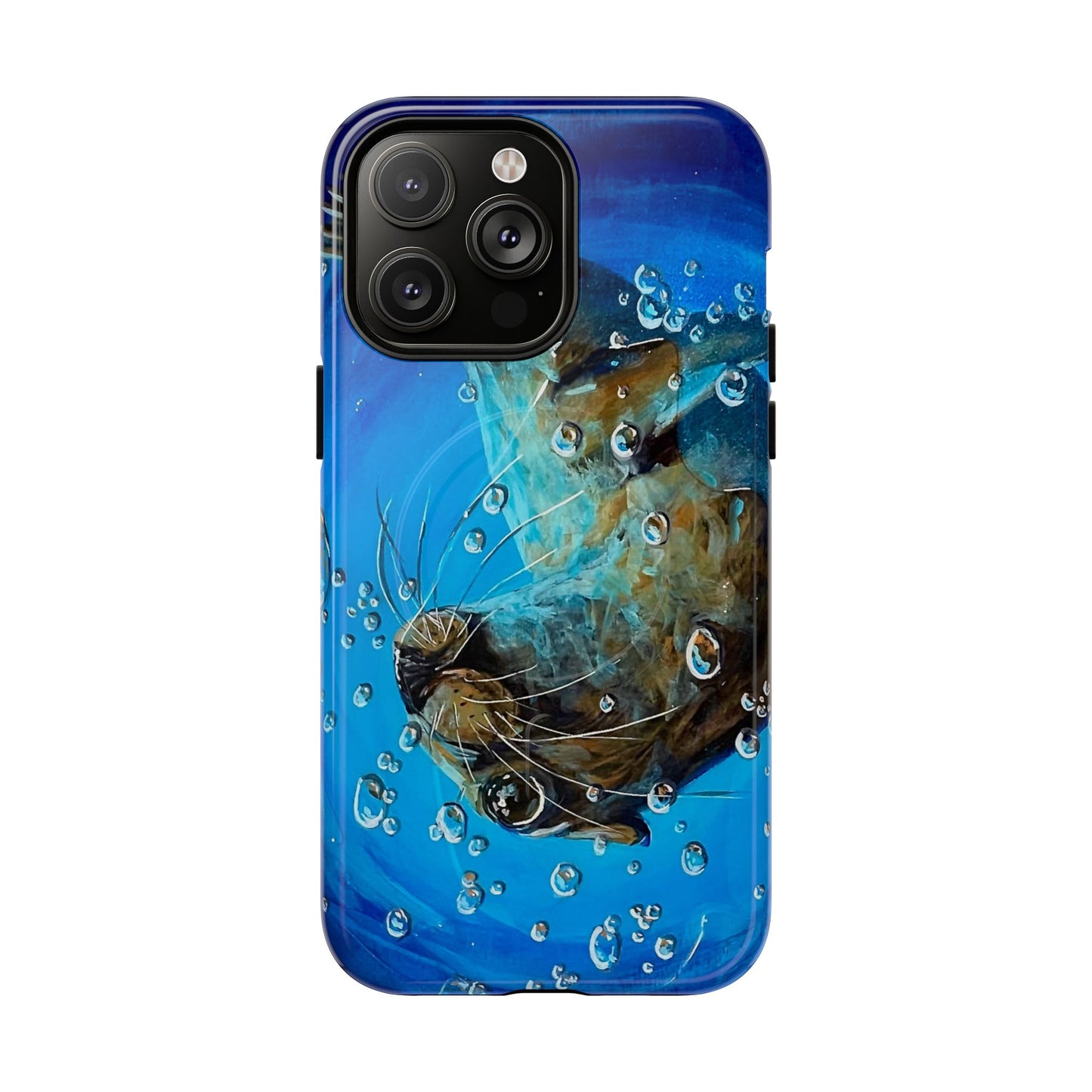 "Arthur" Sea Lion with Bubbles Tough Magnetic iPhone Case — Many sizes