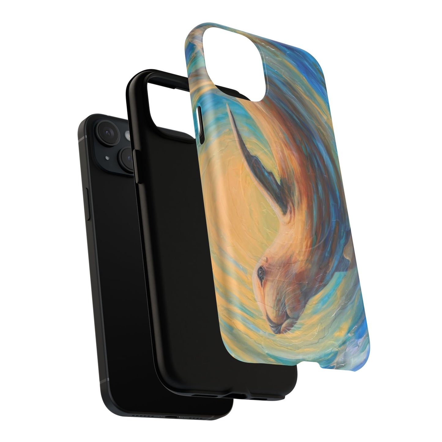 "Through Gilded Tides" Sea Lion in Wave iPhone Case Multiple Sizes| Tough Magnetic Case